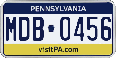 PA license plate MDB0456