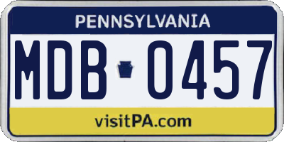 PA license plate MDB0457