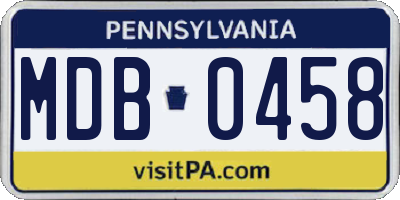 PA license plate MDB0458