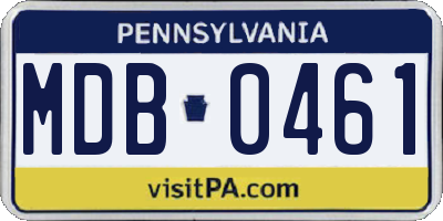 PA license plate MDB0461