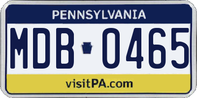 PA license plate MDB0465