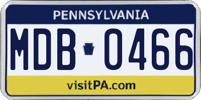 PA license plate MDB0466