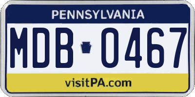 PA license plate MDB0467