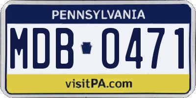 PA license plate MDB0471