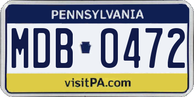 PA license plate MDB0472