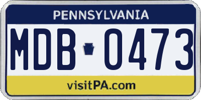 PA license plate MDB0473