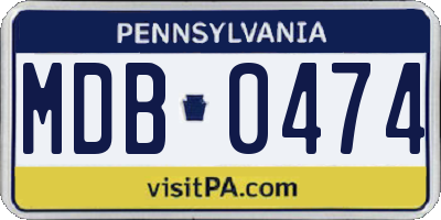 PA license plate MDB0474