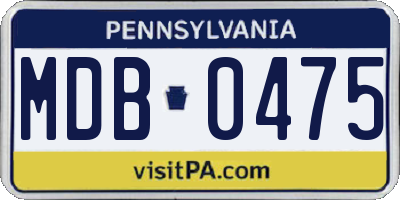 PA license plate MDB0475