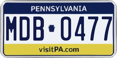 PA license plate MDB0477