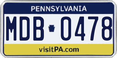 PA license plate MDB0478
