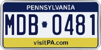 PA license plate MDB0481