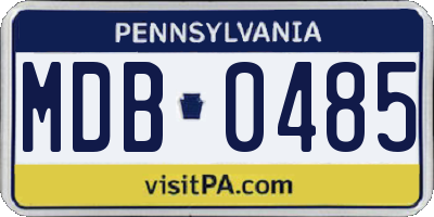 PA license plate MDB0485