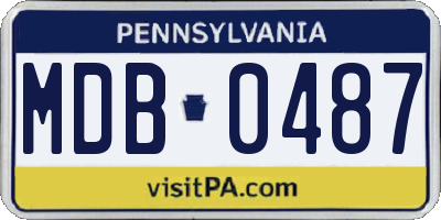 PA license plate MDB0487