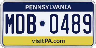 PA license plate MDB0489