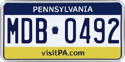 PA license plate MDB0492