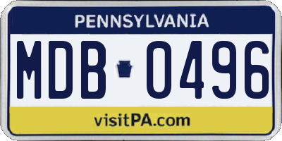PA license plate MDB0496