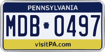 PA license plate MDB0497