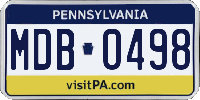 PA license plate MDB0498