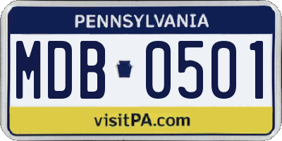 PA license plate MDB0501