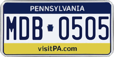 PA license plate MDB0505