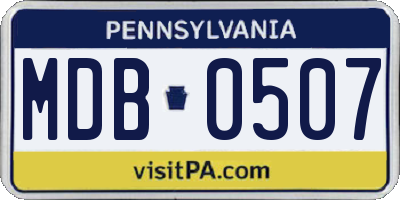 PA license plate MDB0507