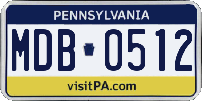 PA license plate MDB0512