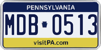 PA license plate MDB0513
