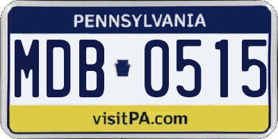 PA license plate MDB0515