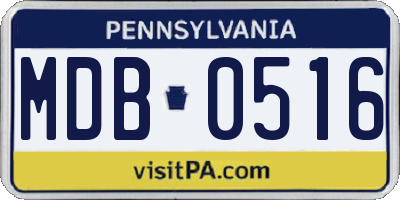 PA license plate MDB0516