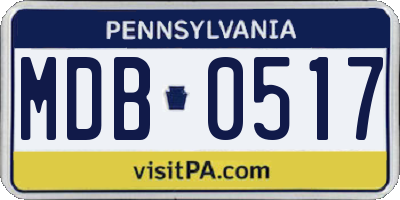 PA license plate MDB0517