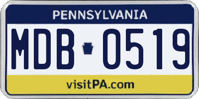 PA license plate MDB0519
