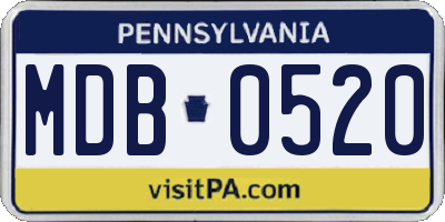 PA license plate MDB0520