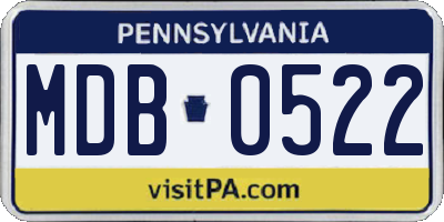 PA license plate MDB0522