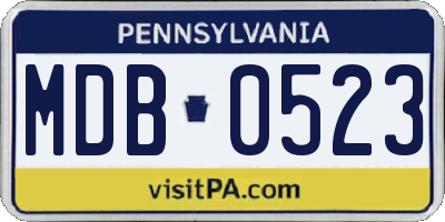 PA license plate MDB0523