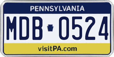 PA license plate MDB0524