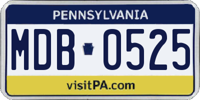 PA license plate MDB0525