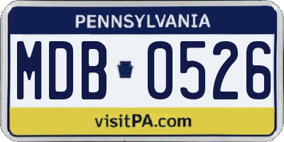 PA license plate MDB0526