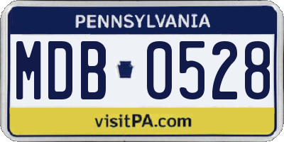 PA license plate MDB0528