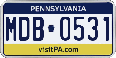 PA license plate MDB0531