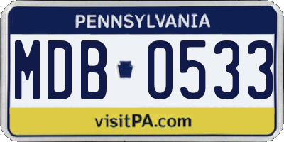 PA license plate MDB0533