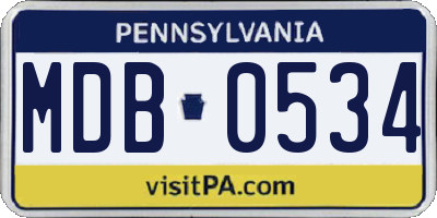 PA license plate MDB0534