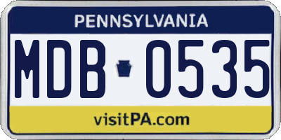 PA license plate MDB0535