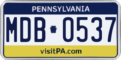 PA license plate MDB0537