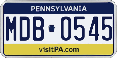 PA license plate MDB0545