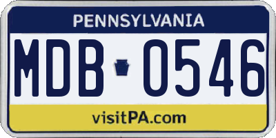 PA license plate MDB0546