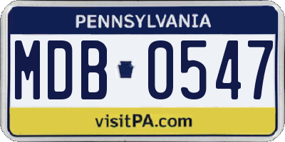 PA license plate MDB0547
