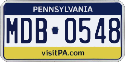 PA license plate MDB0548