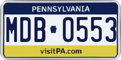 PA license plate MDB0553