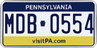 PA license plate MDB0554