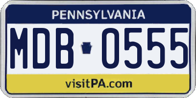 PA license plate MDB0555